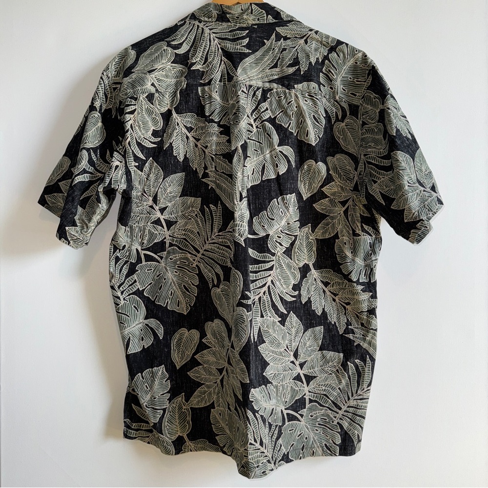 Cooke Street Reverse Print Hawaiian Aloha Shirt Black Monstera Leaf Men's L - Picture 5 of 9